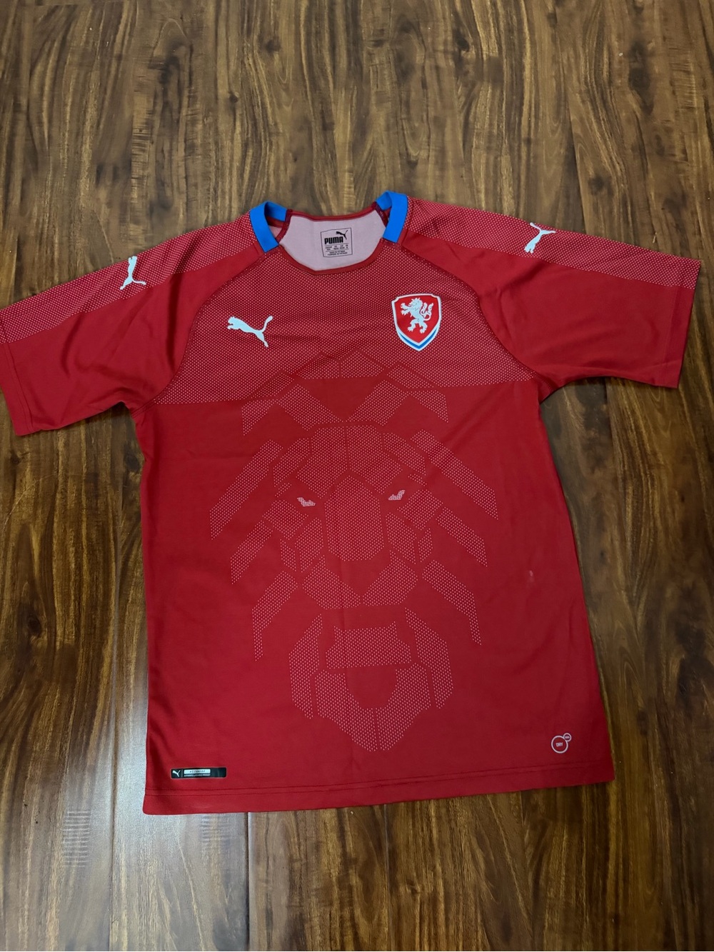 Puma Red Czech Republic Soccer Jersey with Lion Crest